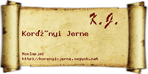 Korényi Jerne névjegykártya